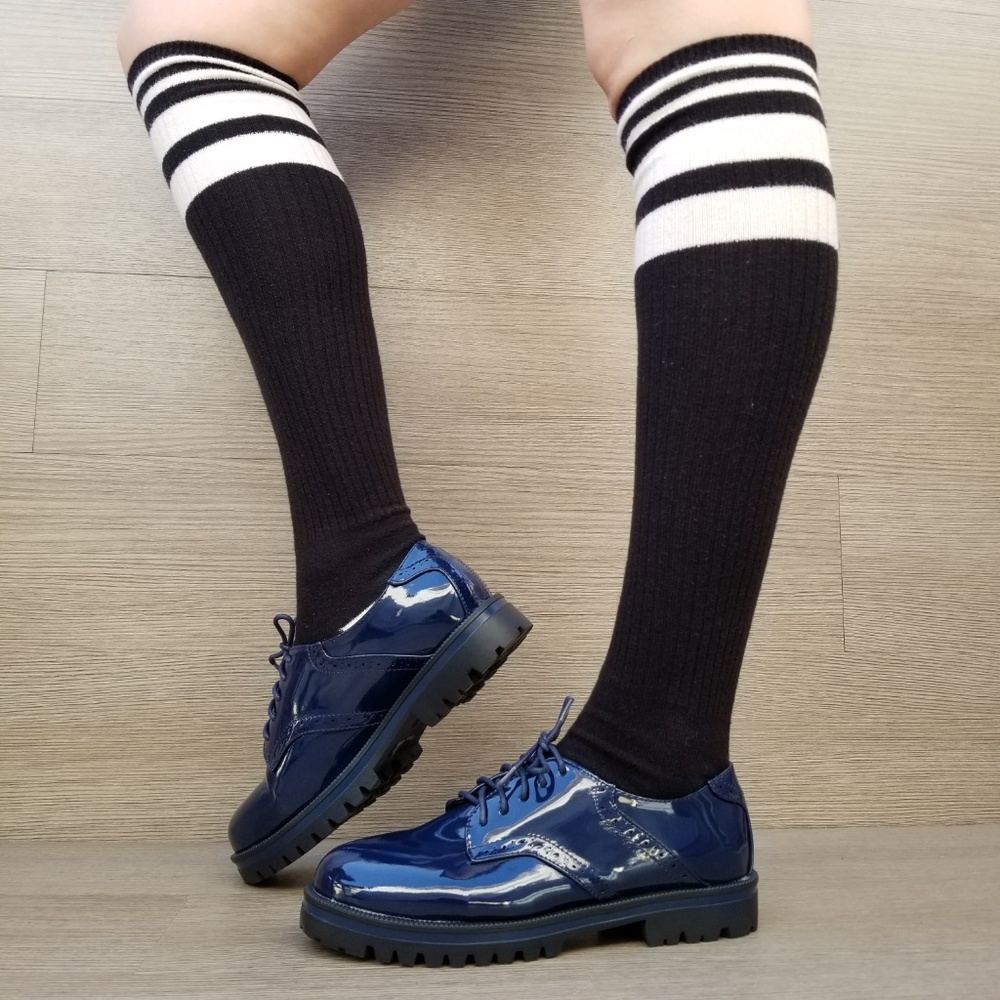 Blue Vinyl Patent Leather Chunky Oxford Creepers - Picture 6 of 7